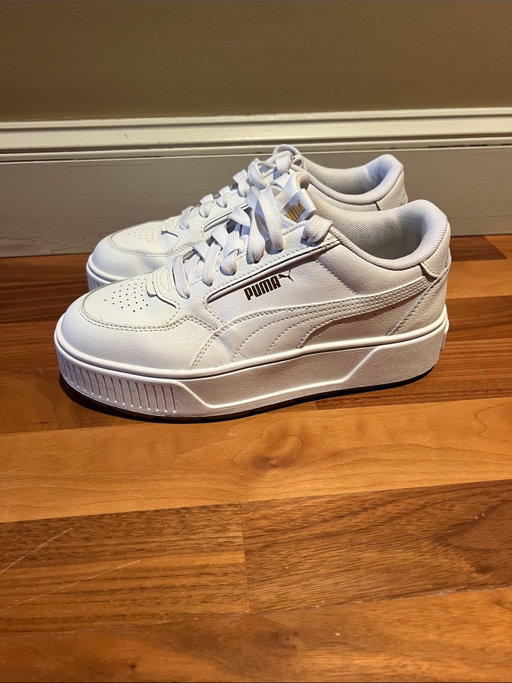 Puma White Platform Lace-Up Sneakers